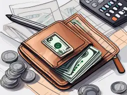 A wallet with various currency notes and a contract