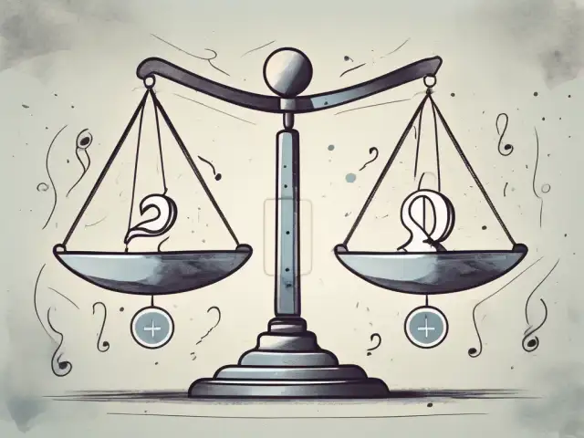 A scale balancing a positive and negative symbol