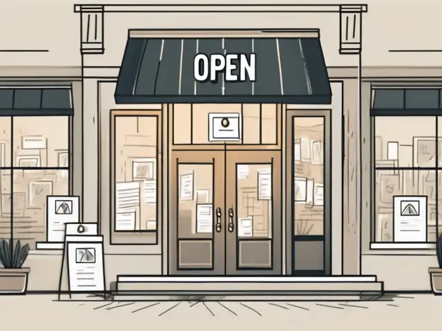 A small business storefront with a "open" sign hanging on the door