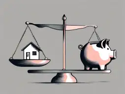 A scale balancing a house and a piggy bank