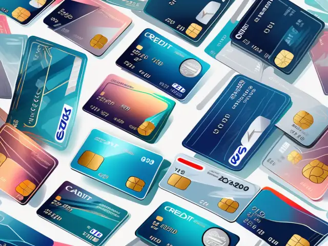 A variety of credit cards spread out